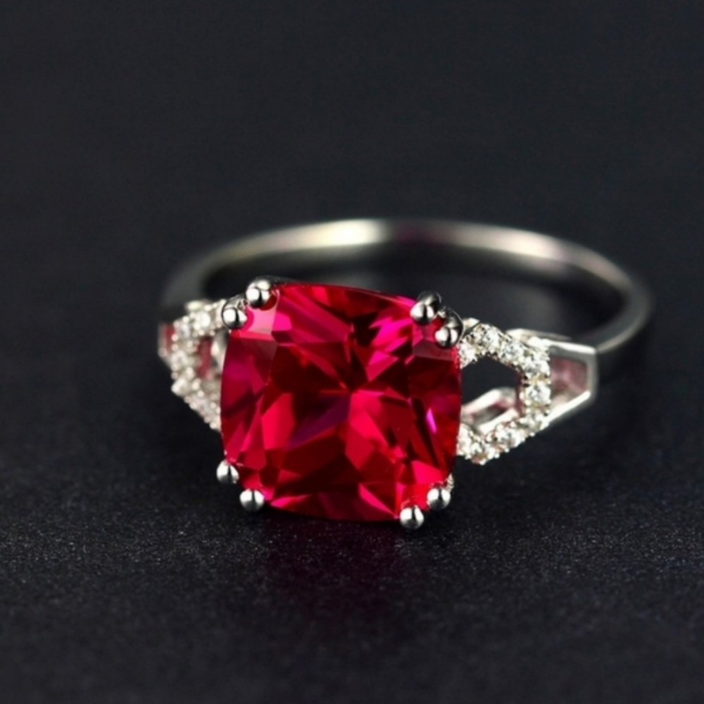 Square Ruby Charm Women Ring